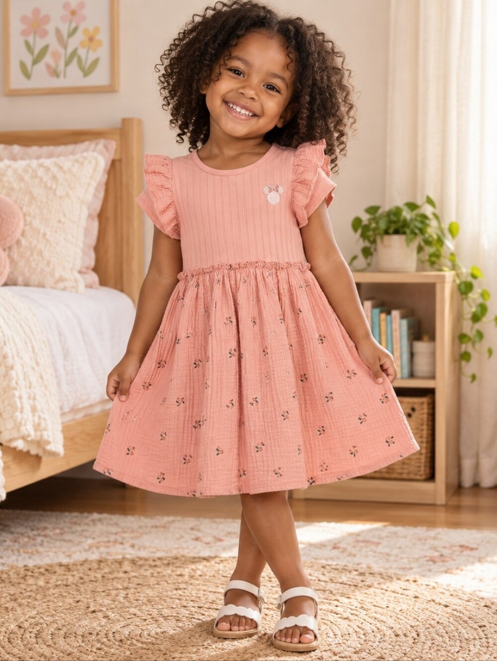 Disney Minnie Mouse Pink Ruffle Flutter Sleeve Dress 4T